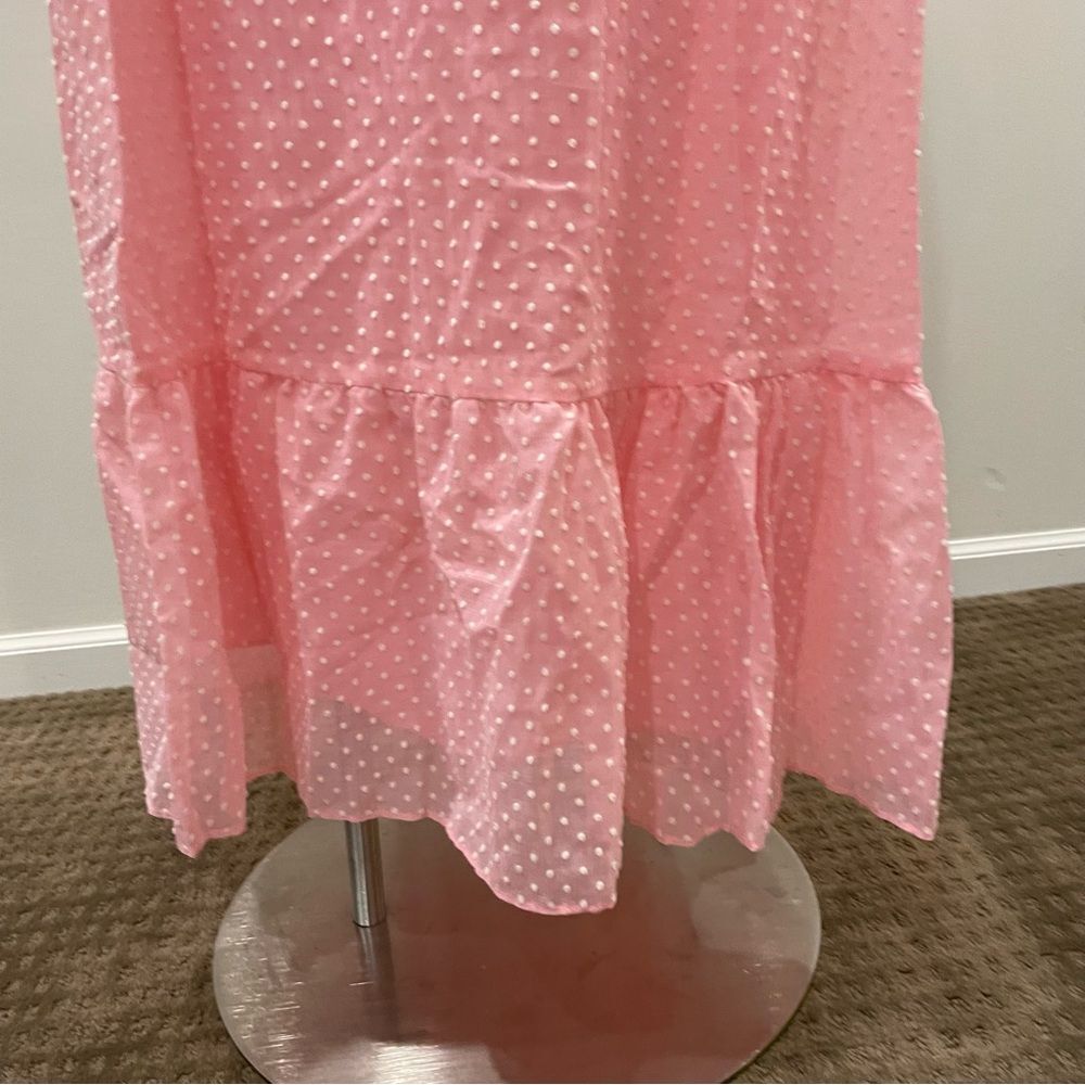 VINTAGE J.C. Penney Pink & White Swiss Dot Princess Floral 1976 Maxi Dress - Picture 9 of 11